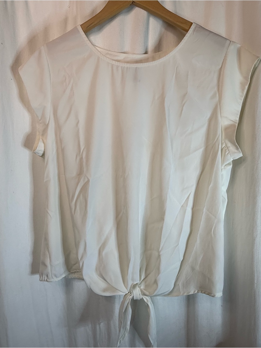 Chico's White Short Sleeve Tie-Hem Blouse